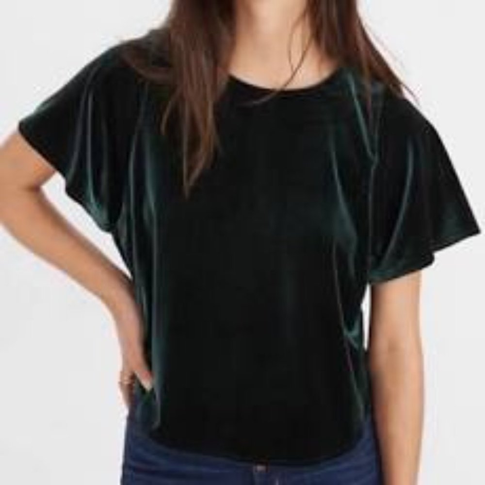 Madewell Velvet Butterfly Top in Smoky Spruce
